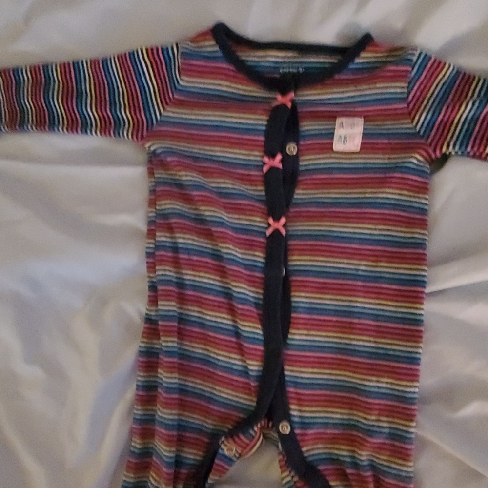 Rainbow striped footies 6mon